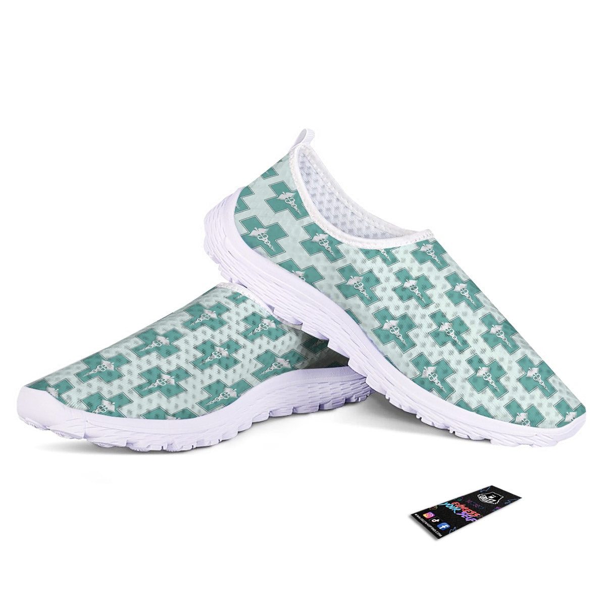 Caduceus Print Pattern Nurse Shoes-grizzshop