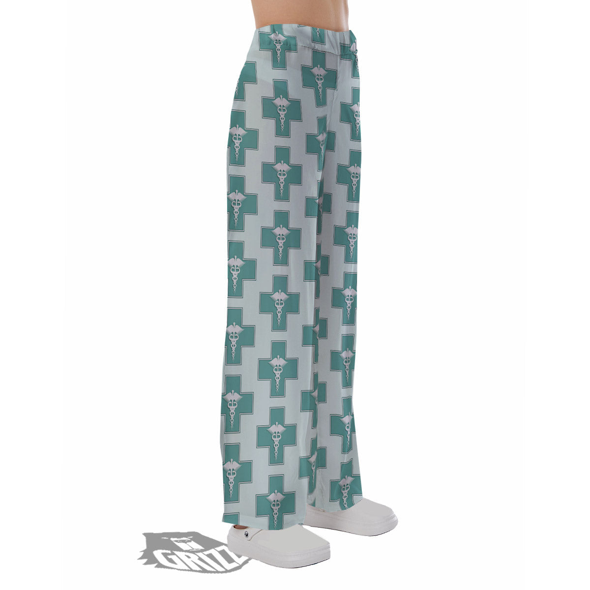 Caduceus Print Pattern Pajama Pants-grizzshop