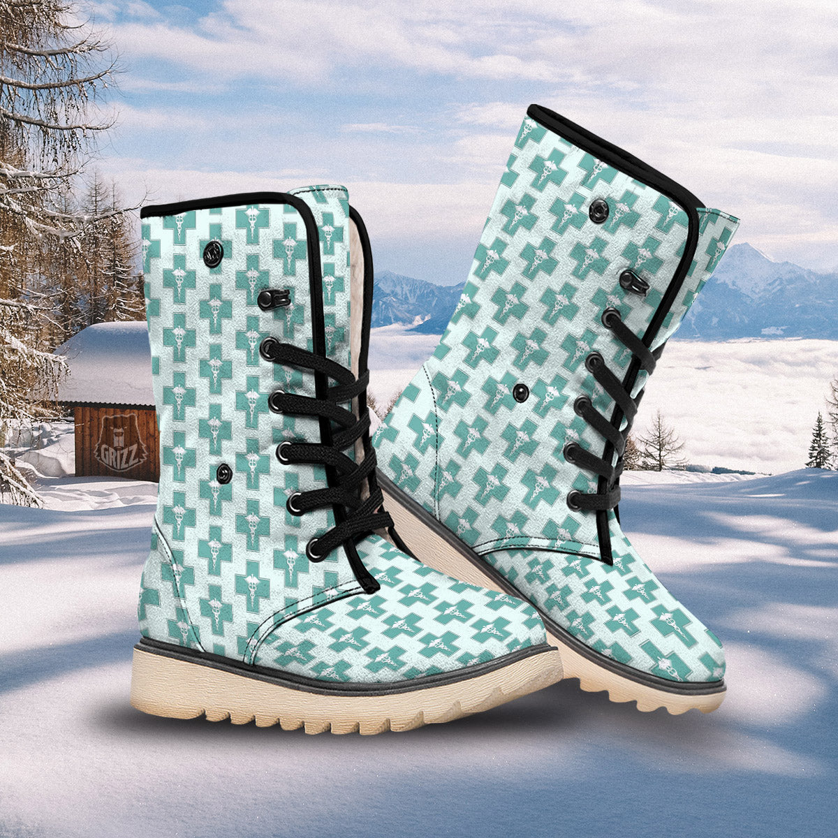 Caduceus Print Pattern Snow Boots-grizzshop