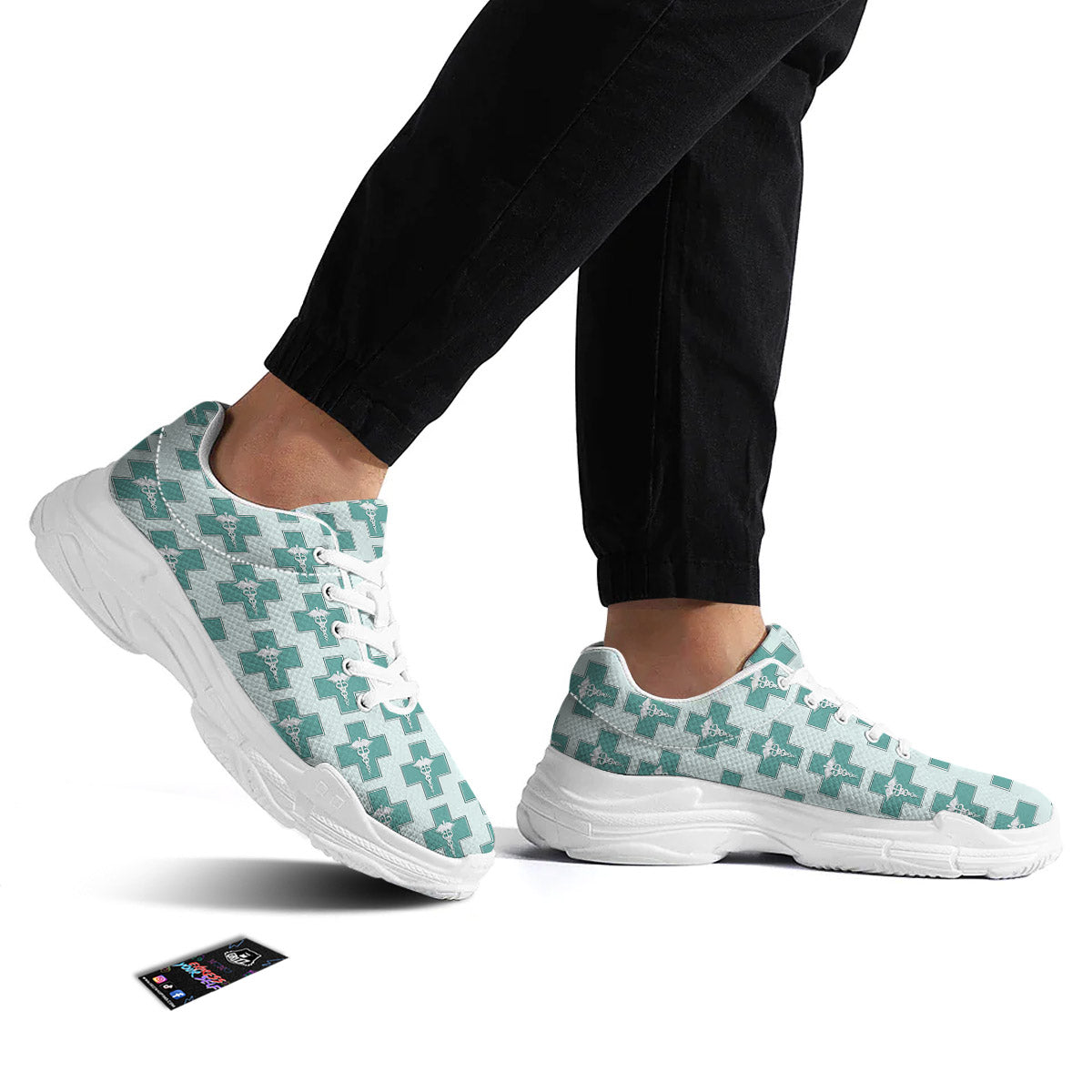 Caduceus Print Pattern White Chunky Shoes-grizzshop