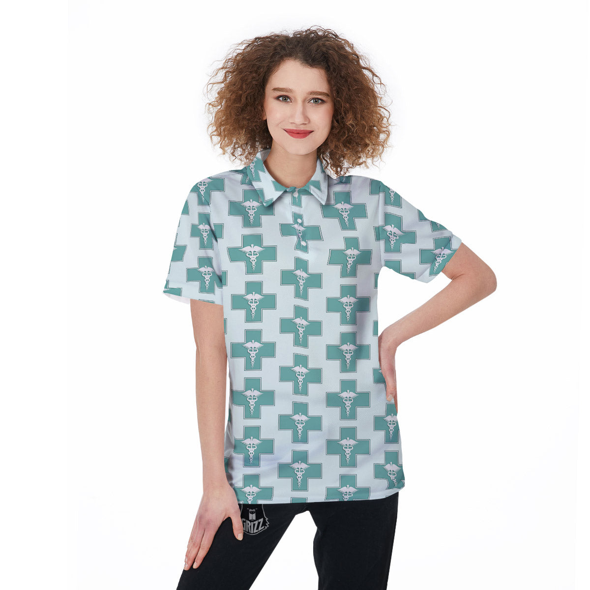Caduceus Print Pattern Women's Golf Shirts-grizzshop