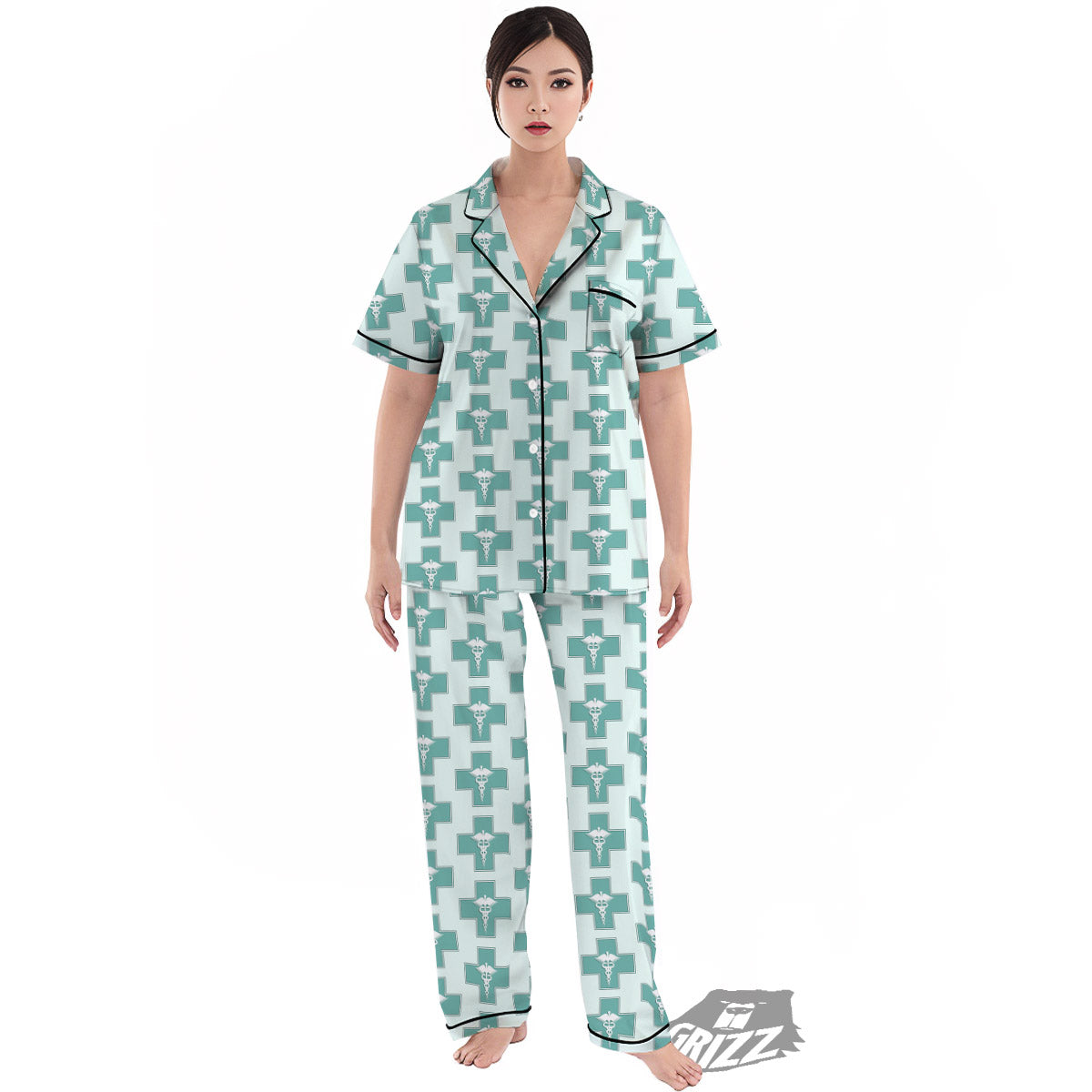 Caduceus Print Pattern Women's Pajamas Set-grizzshop