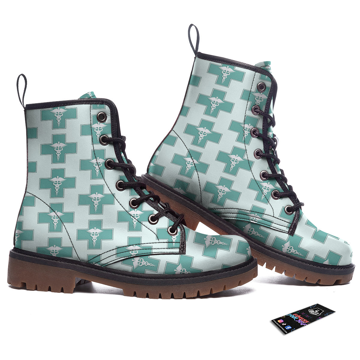 Caduceus Print Pattern Work Boots-grizzshop
