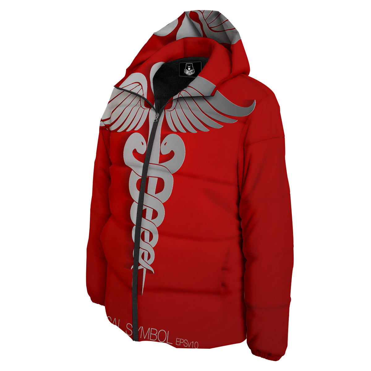 Caduceus Symbol Of Medicine Print Down Jacket-grizzshop