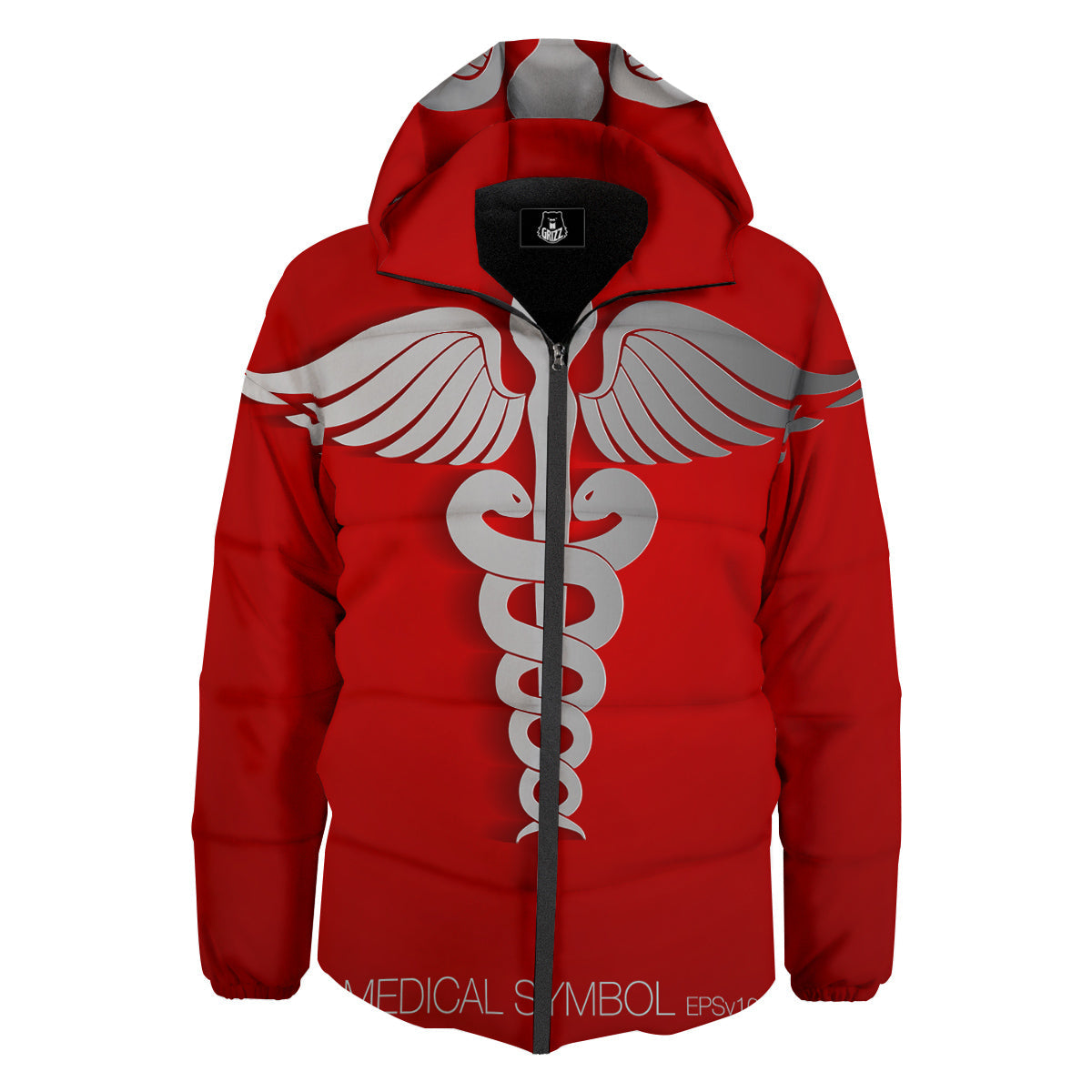 Caduceus Symbol Of Medicine Print Down Jacket-grizzshop