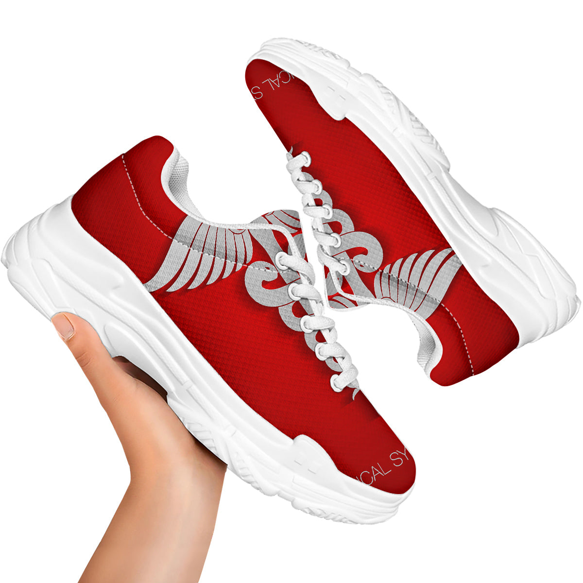 Caduceus Symbol Of Medicine Print White Chunky Shoes-grizzshop