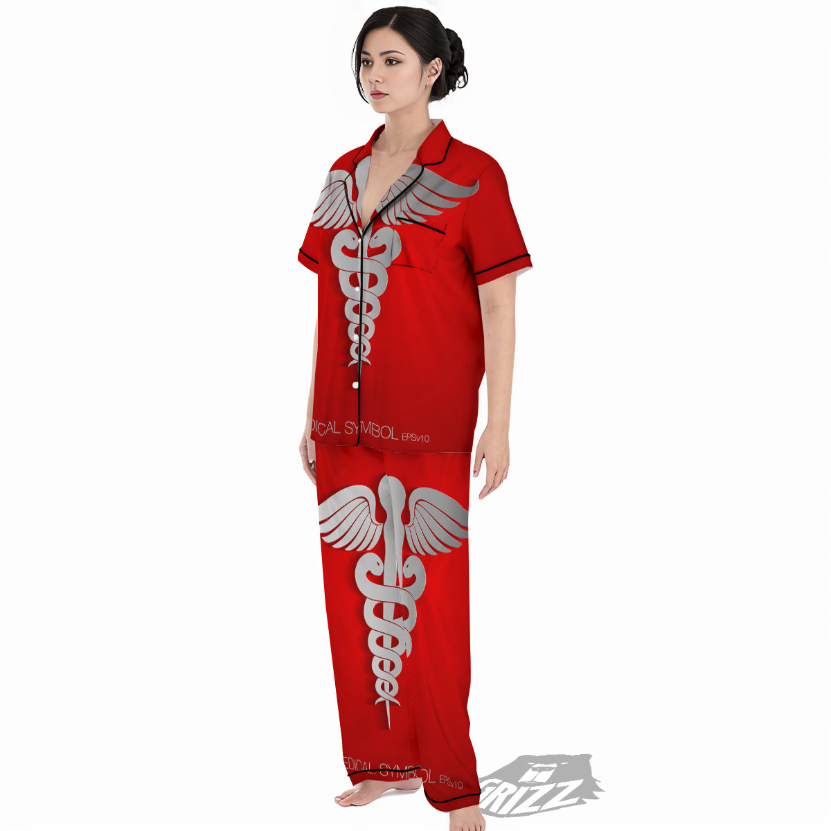 Caduceus Symbol Of Medicine Print Women's Pajamas Set-grizzshop