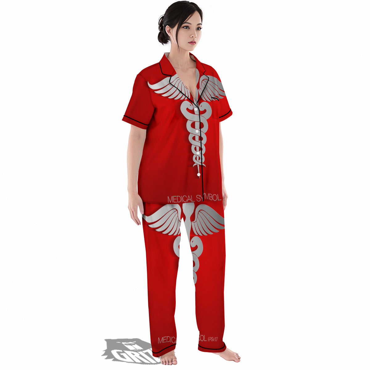 Caduceus Symbol Of Medicine Print Women's Pajamas Set-grizzshop