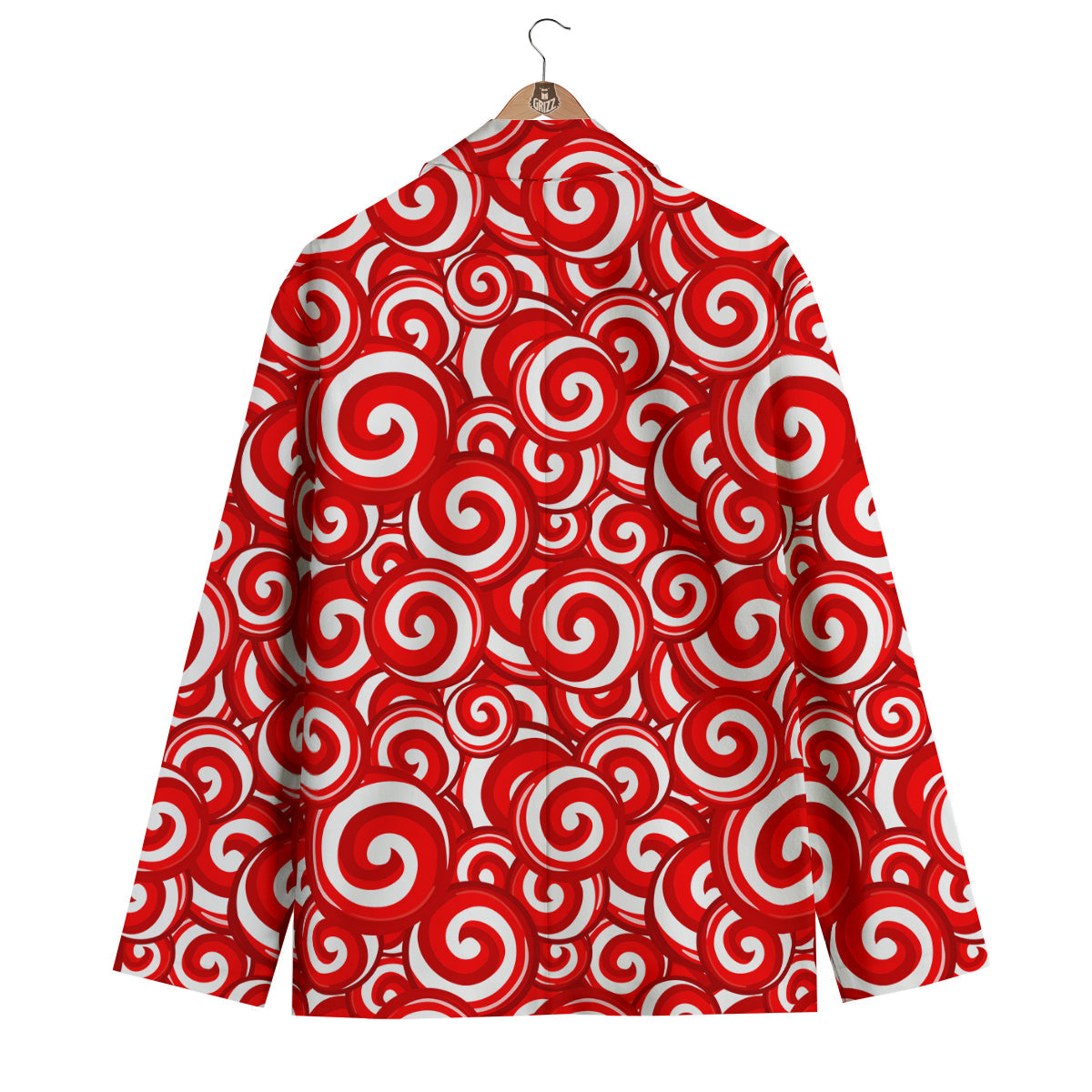 Cady Cane Pattern Print Men's Blazer-grizzshop