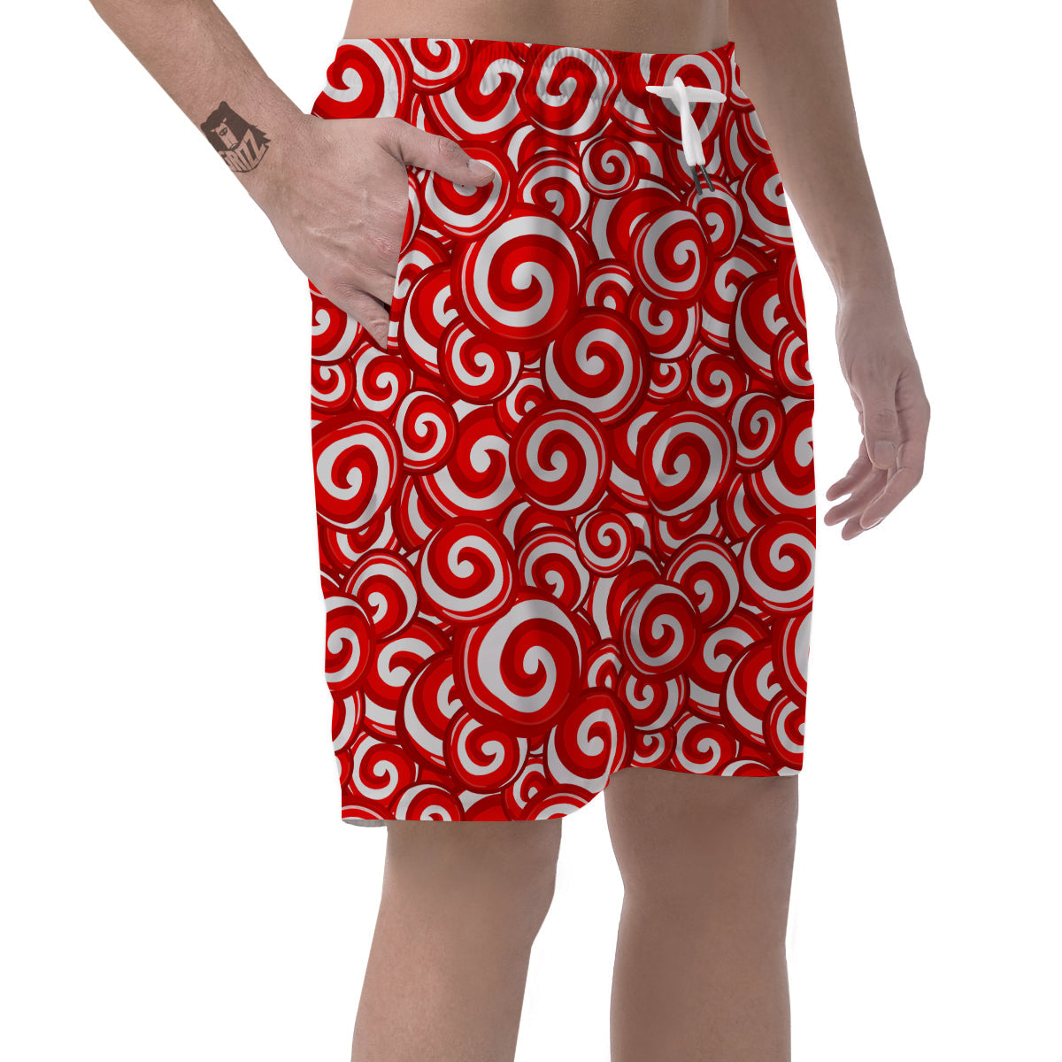 Cady Cane Pattern Print Men's Shorts-grizzshop