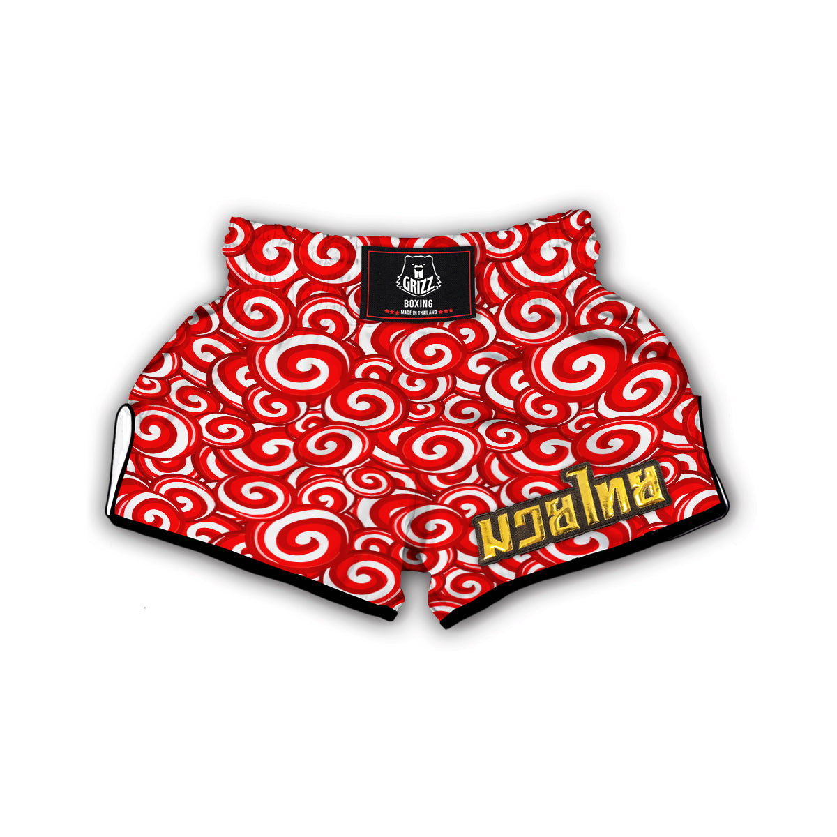 Cady Cane Pattern Print Muay Thai Boxing Shorts-grizzshop