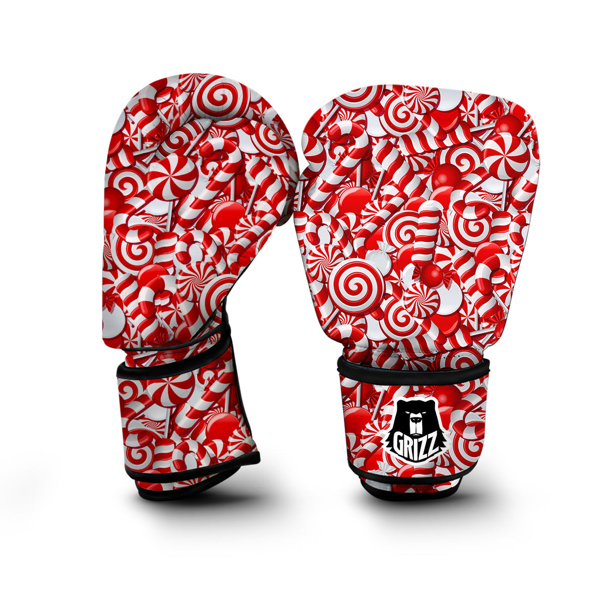 Cady Cane Print Pattern Boxing Gloves-grizzshop