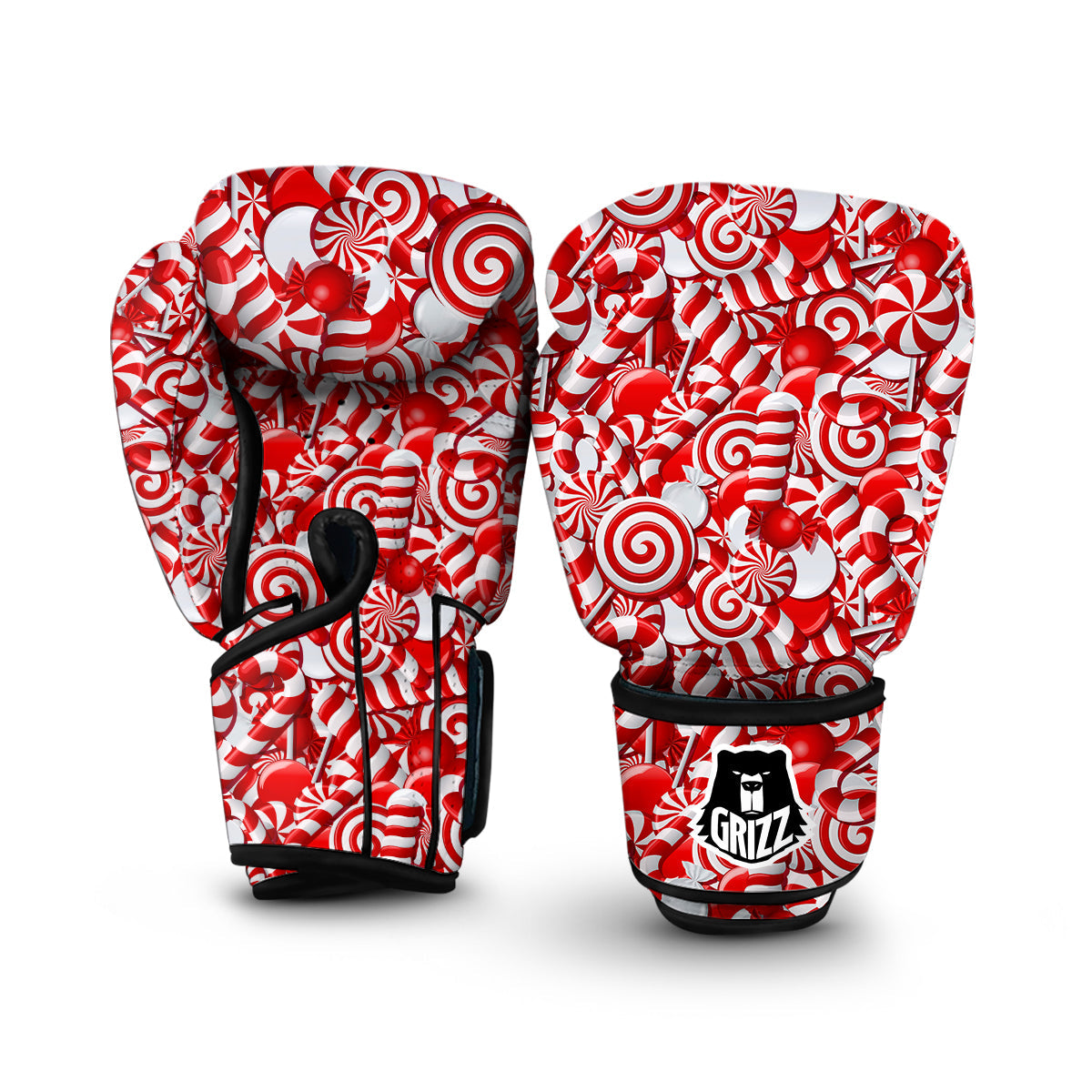 Cady Cane Print Pattern Boxing Gloves-grizzshop