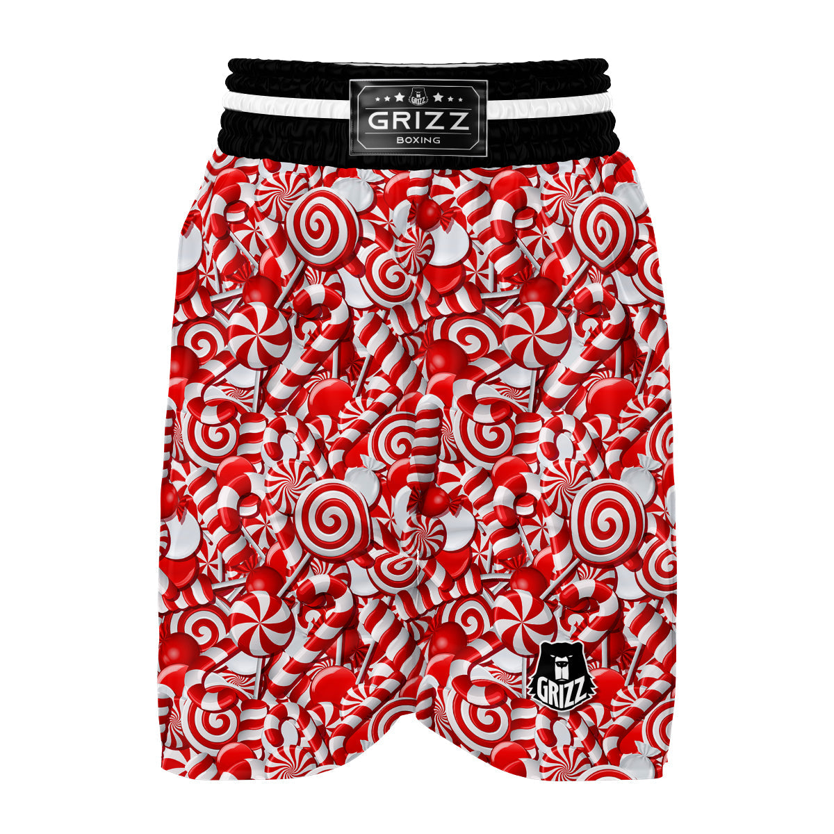 Cady Cane Print Pattern Boxing Shorts-grizzshop