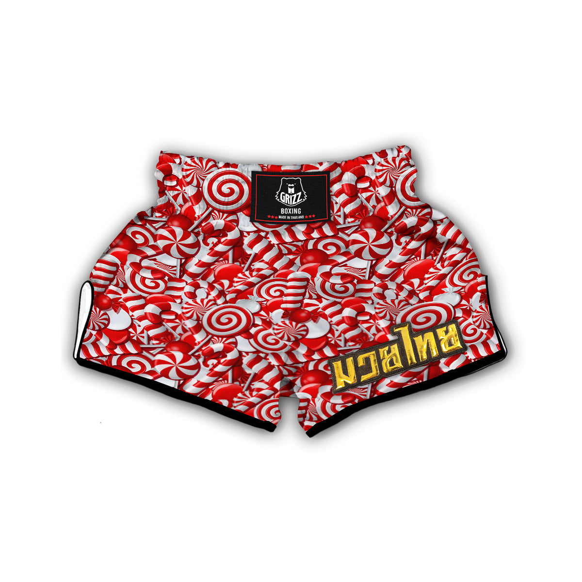 Cady Cane Print Pattern Muay Thai Boxing Shorts-grizzshop