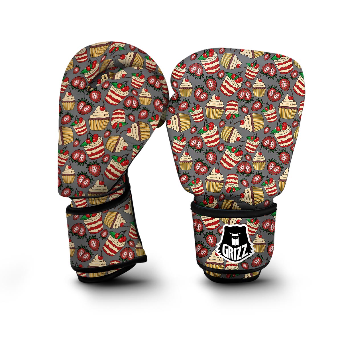 Cake Strawberry Pattern Print Boxing Gloves-grizzshop