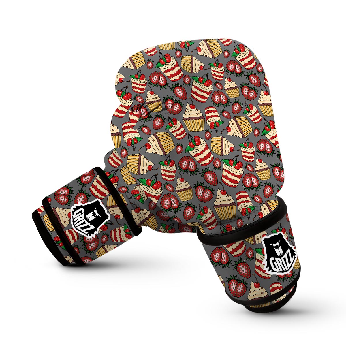 Cake Strawberry Pattern Print Boxing Gloves-grizzshop