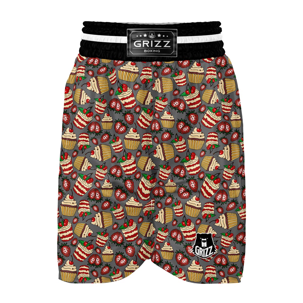 Cake Strawberry Pattern Print Boxing Shorts-grizzshop