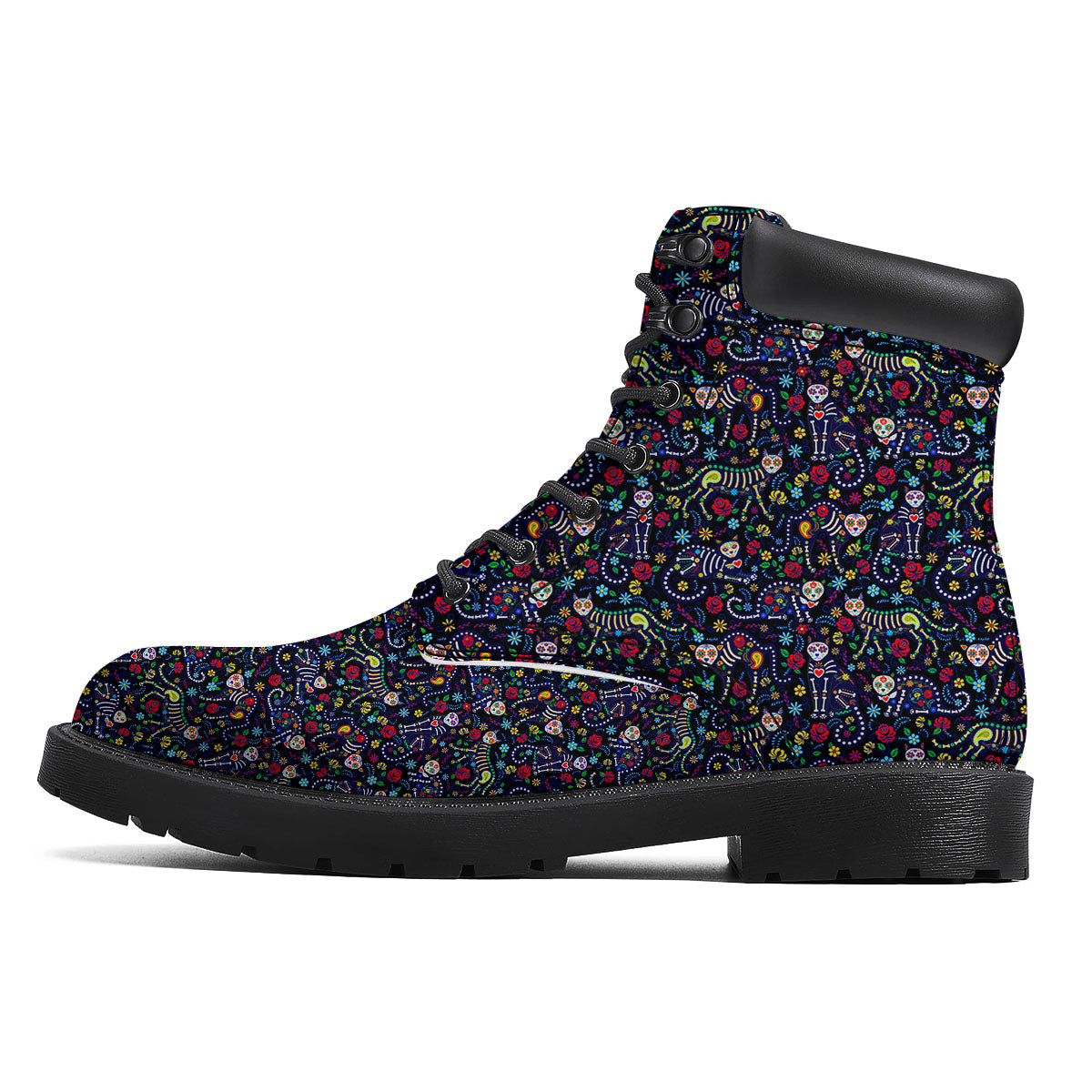Calavera Cat Day Of The Dead Print Pattern Boots-grizzshop
