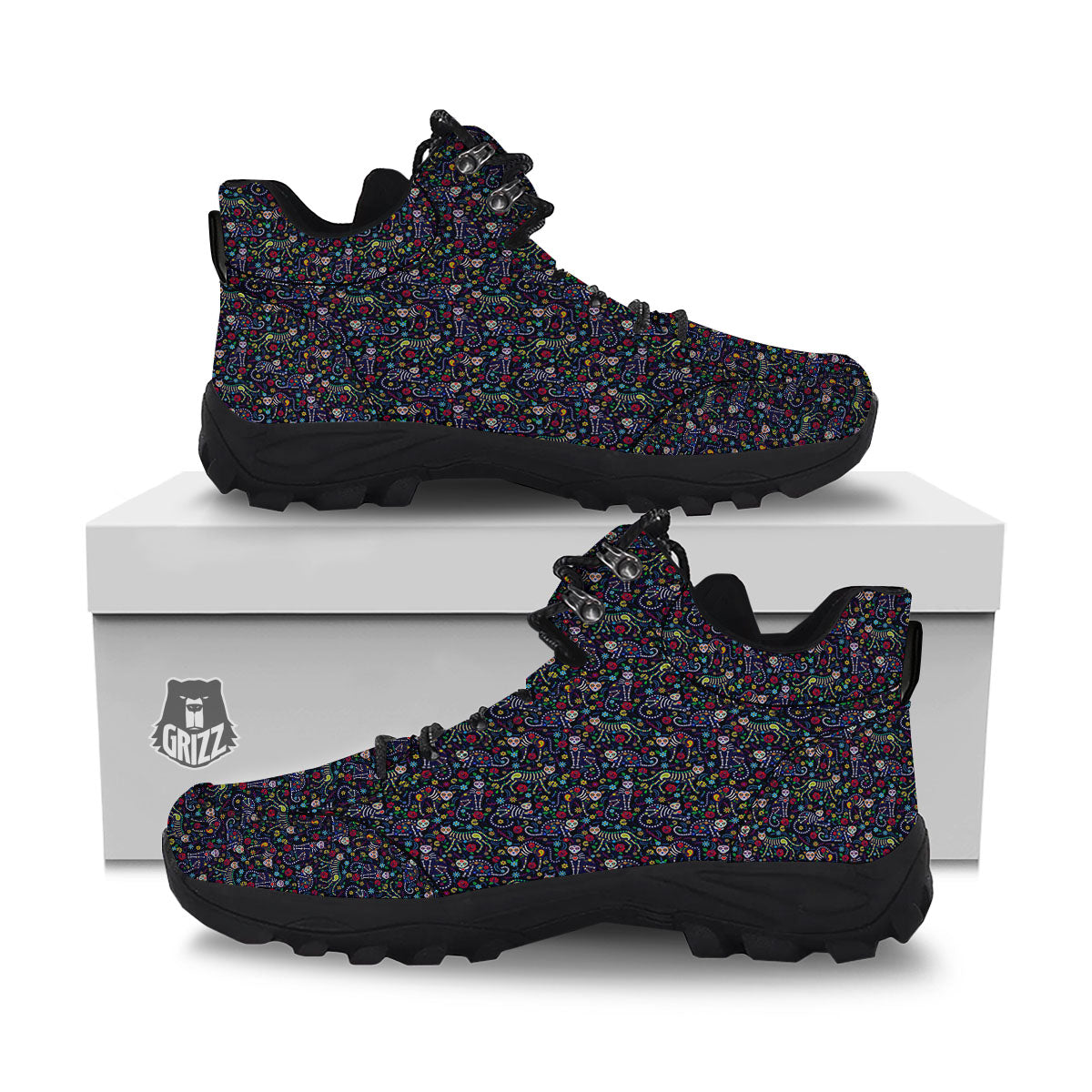 Calavera Cat Day Of The Dead Print Pattern Hiking Shoes-grizzshop