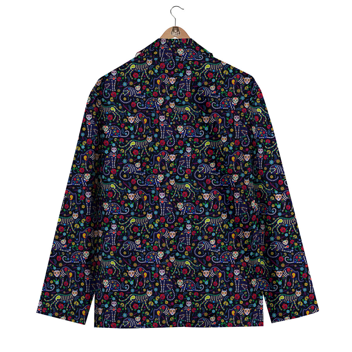 Calavera Cat Day Of The Dead Print Pattern Men's Blazer-grizzshop