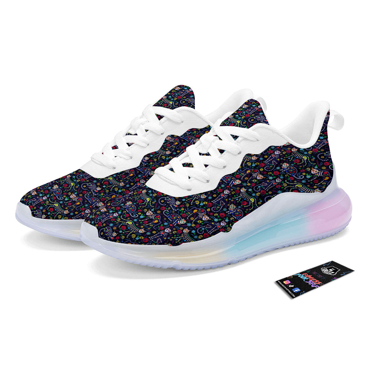 Calavera Cat Day Of The Dead Print Pattern Running Sneakers-grizzshop