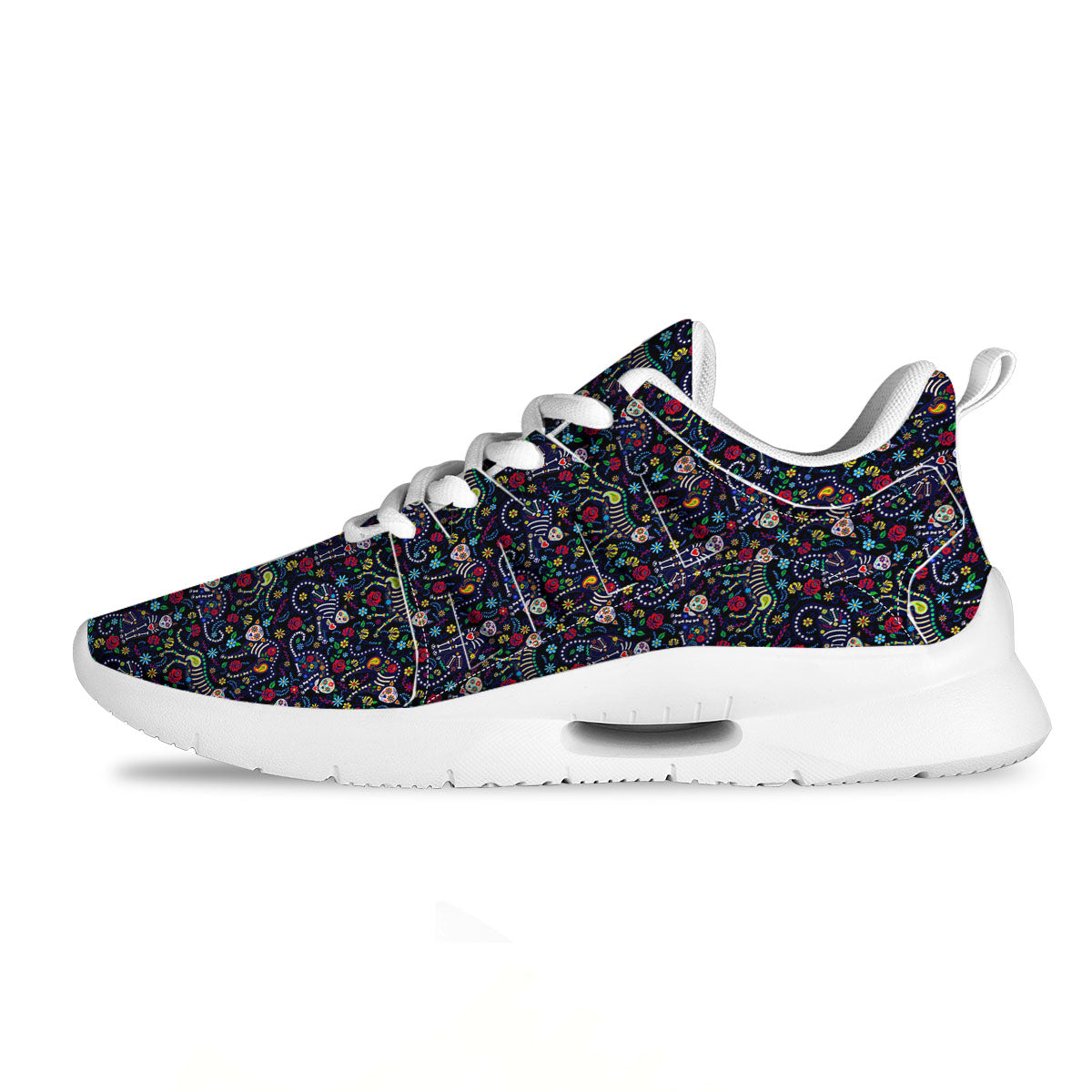 Calavera Cat Day Of The Dead Print Pattern Tennis Shoes-grizzshop