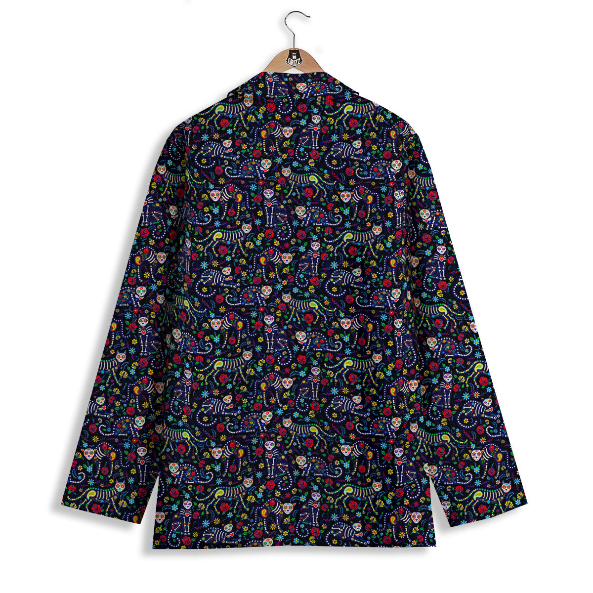 Calavera Cat Day Of The Dead Print Pattern Women's Blazer-grizzshop