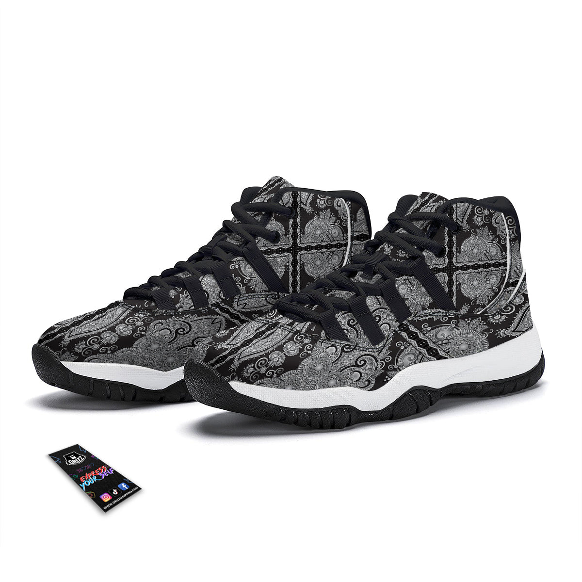 Calavera Cat Skeleton Print Pattern Black Bball Shoes-grizzshop