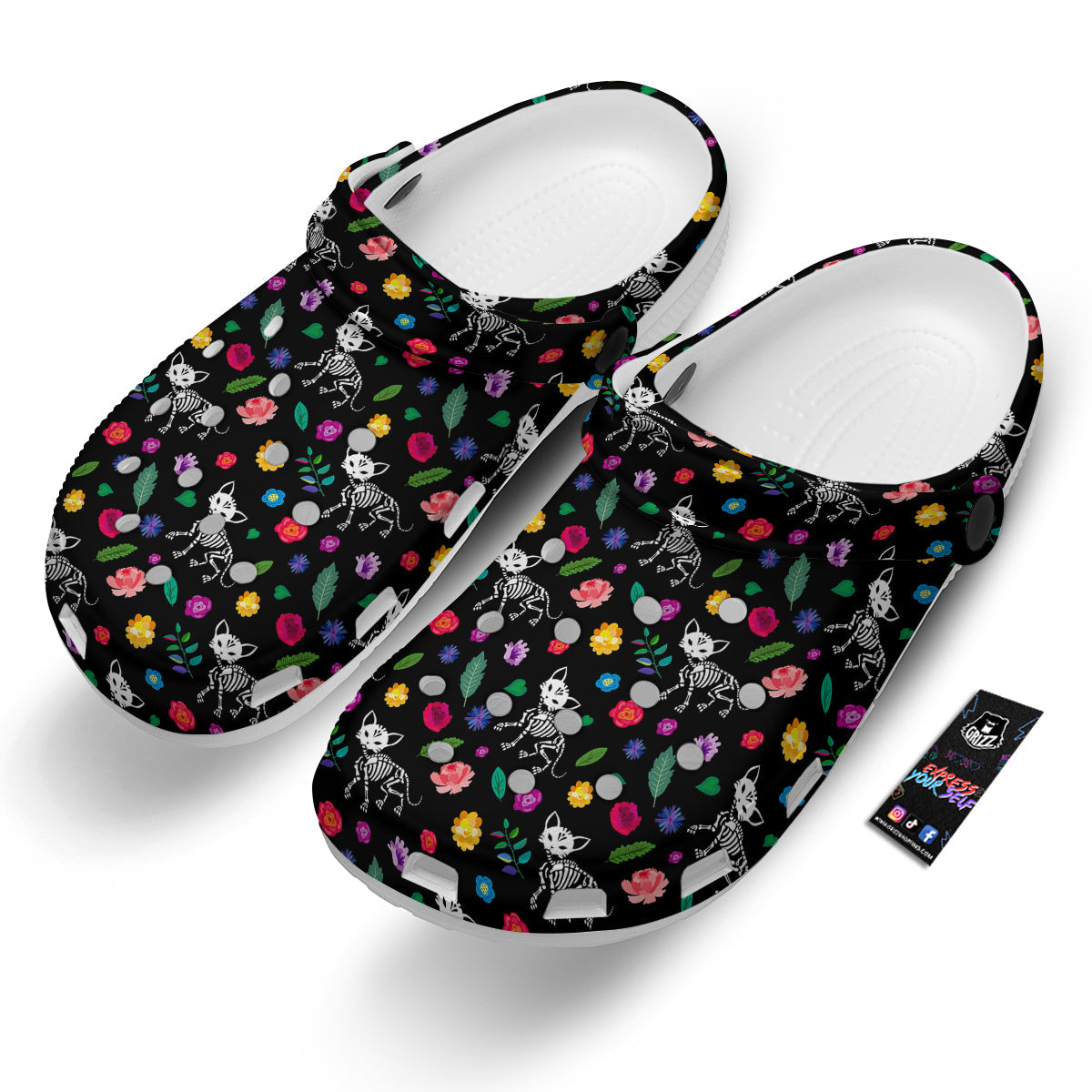 Calavera Cat Skeleton Print Pattern Clog-grizzshop