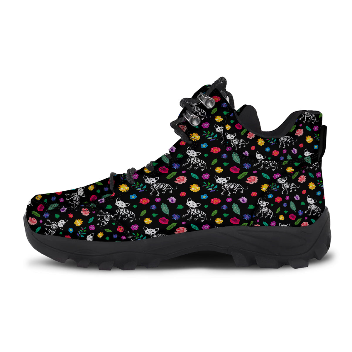 Calavera Cat Skeleton Print Pattern Hiking Shoes-grizzshop