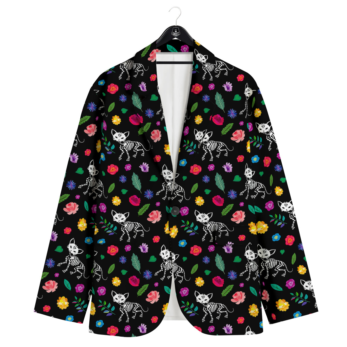 Calavera Cat Skeleton Print Pattern Men's Sport Coat-grizzshop
