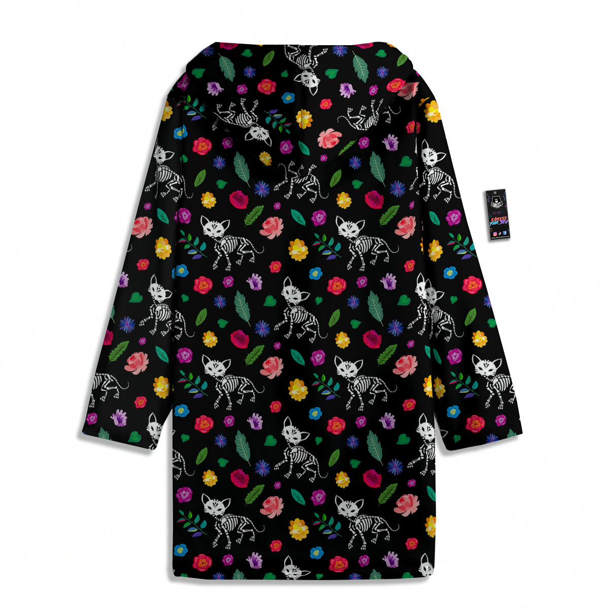 Calavera Cat Skeleton Print Pattern Men's Windbreaker Jacket-grizzshop