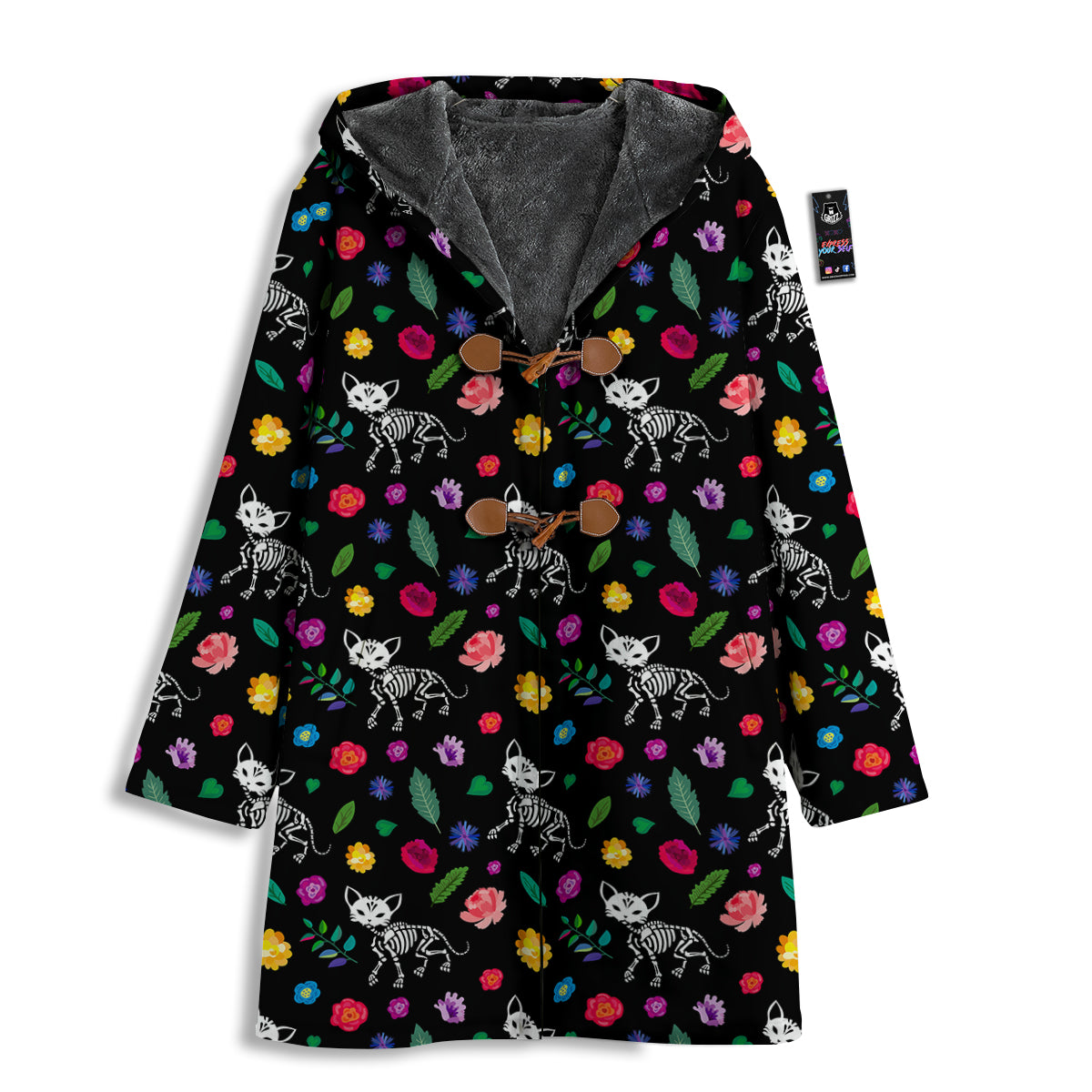 Calavera Cat Skeleton Print Pattern Men's Windbreaker Jacket-grizzshop