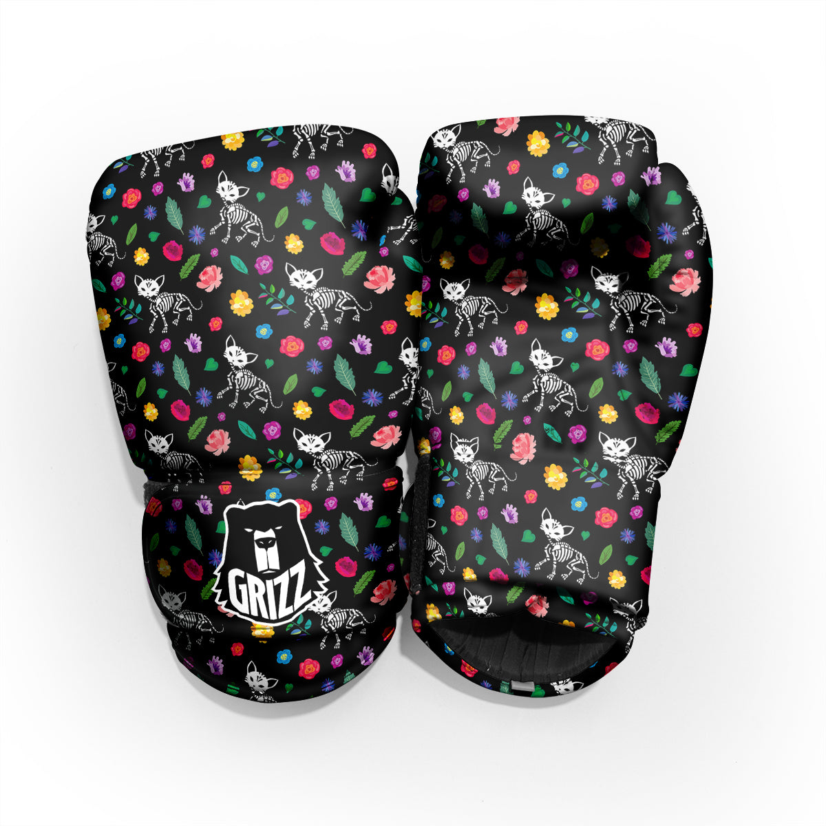 Calavera Cat Skeleton Print Pattern Pro Boxing Glove