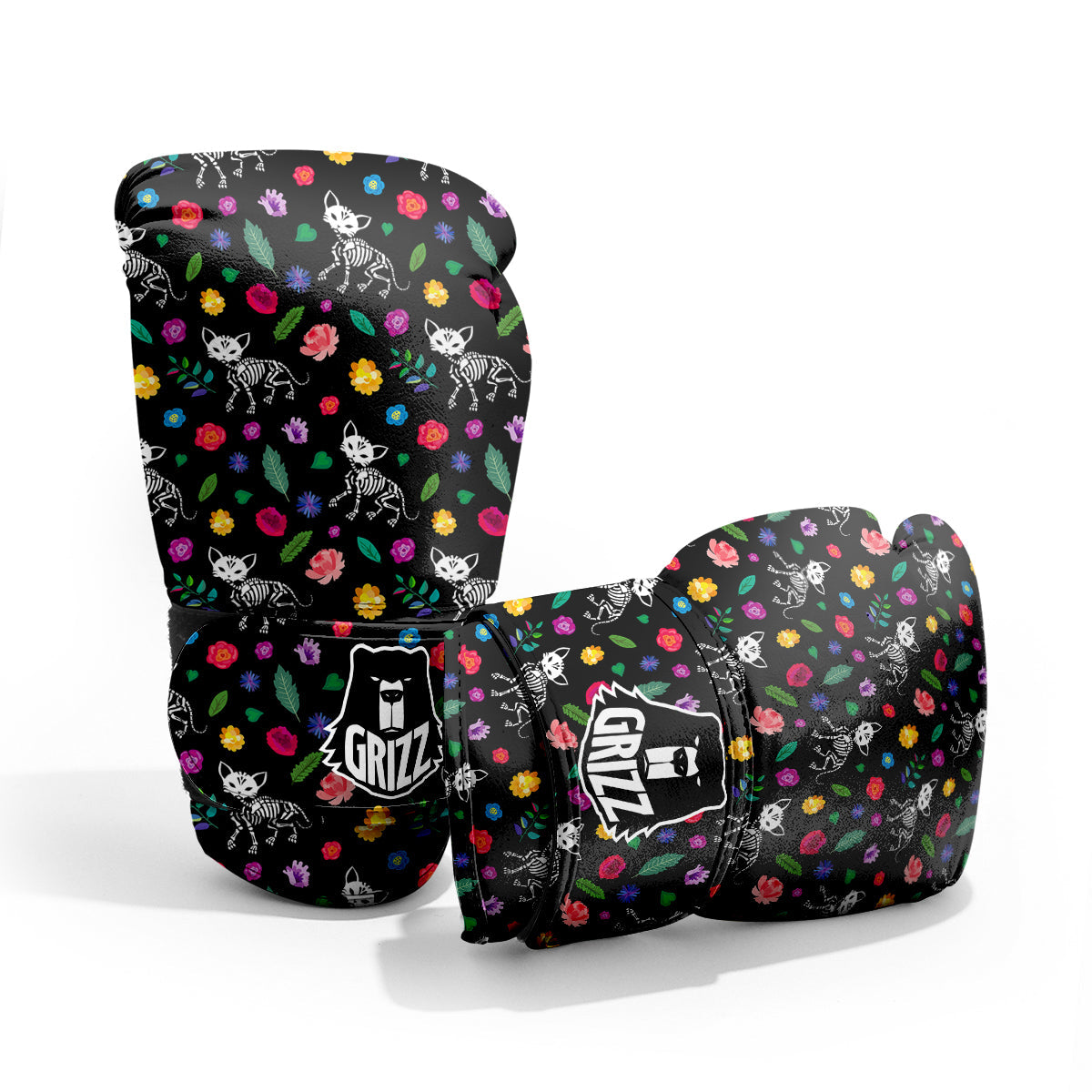 Calavera Cat Skeleton Print Pattern Pro Boxing Glove