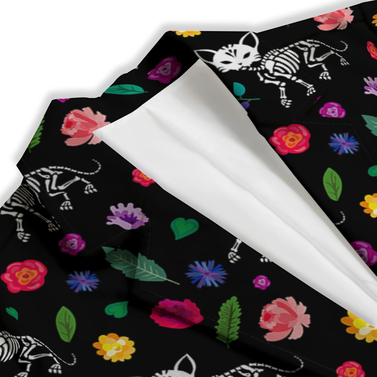 Calavera Cat Skeleton Print Pattern Women's Blazer-grizzshop