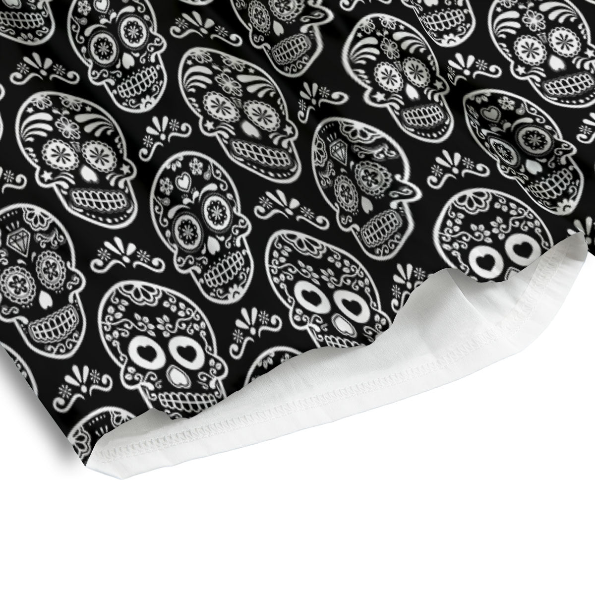 Calavera Skull White And Black Print Men's Athletic Shorts