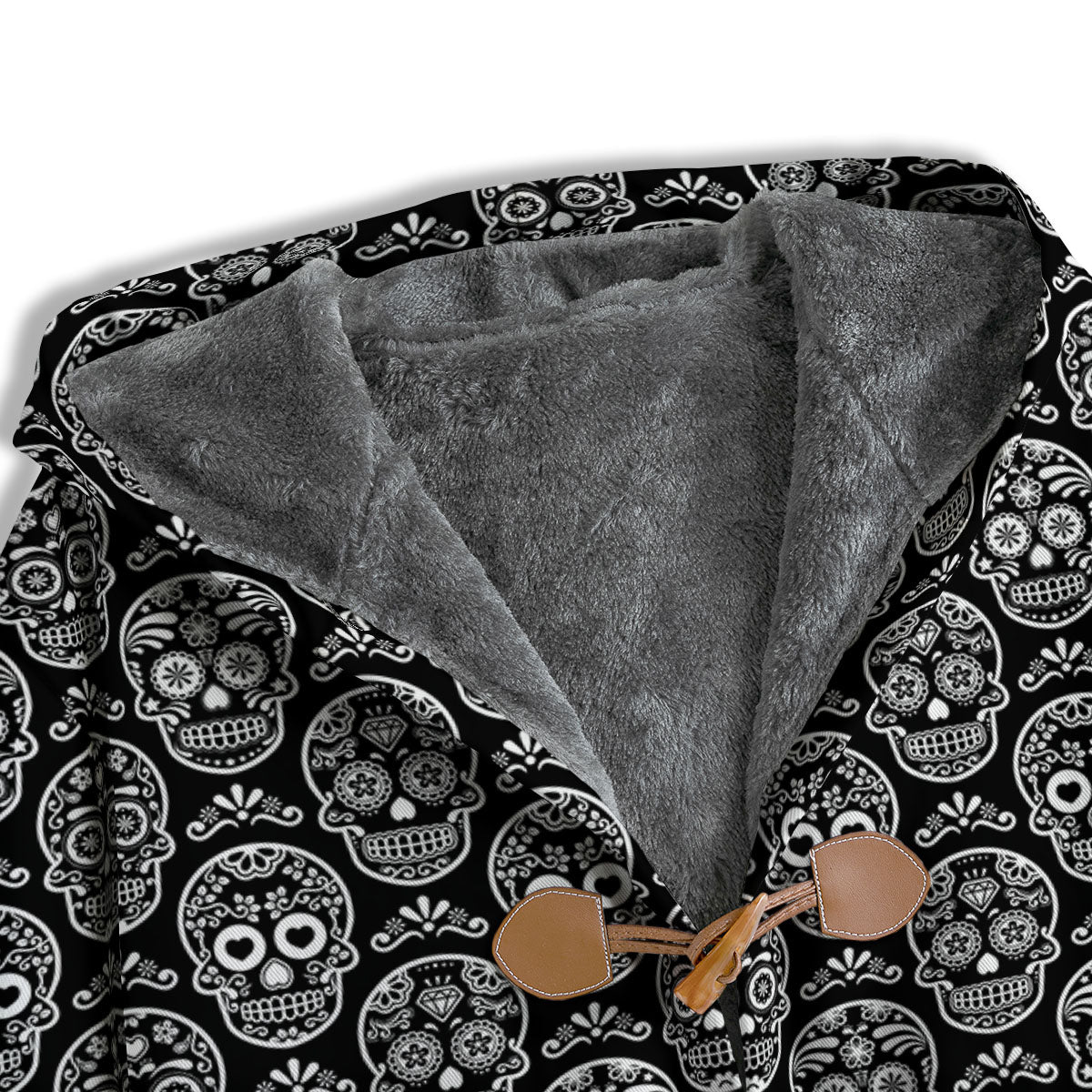 Calavera Skull White And Black Print Men's Windbreaker Jacket-grizzshop