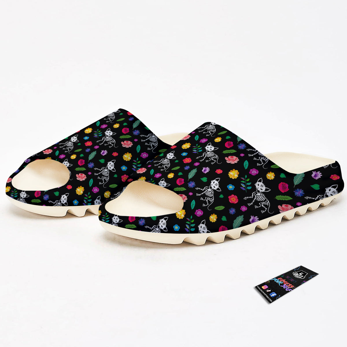 Calavera Cat Skeleton Print Pattern Sandals-grizzshop