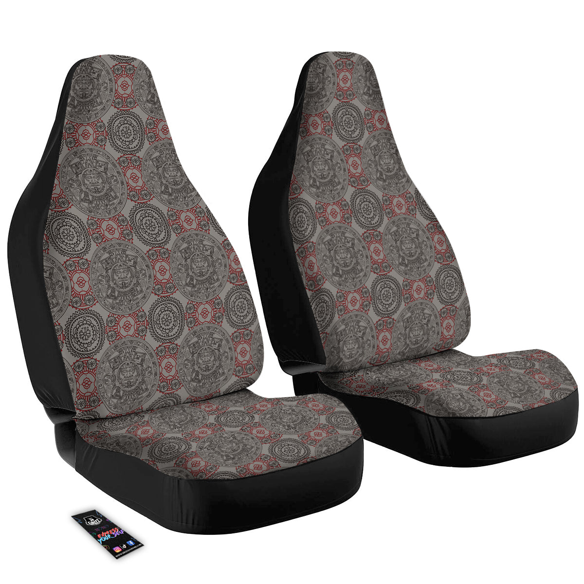 Calendar Aztec Doodle Print Pattern Car Seat Covers-grizzshop