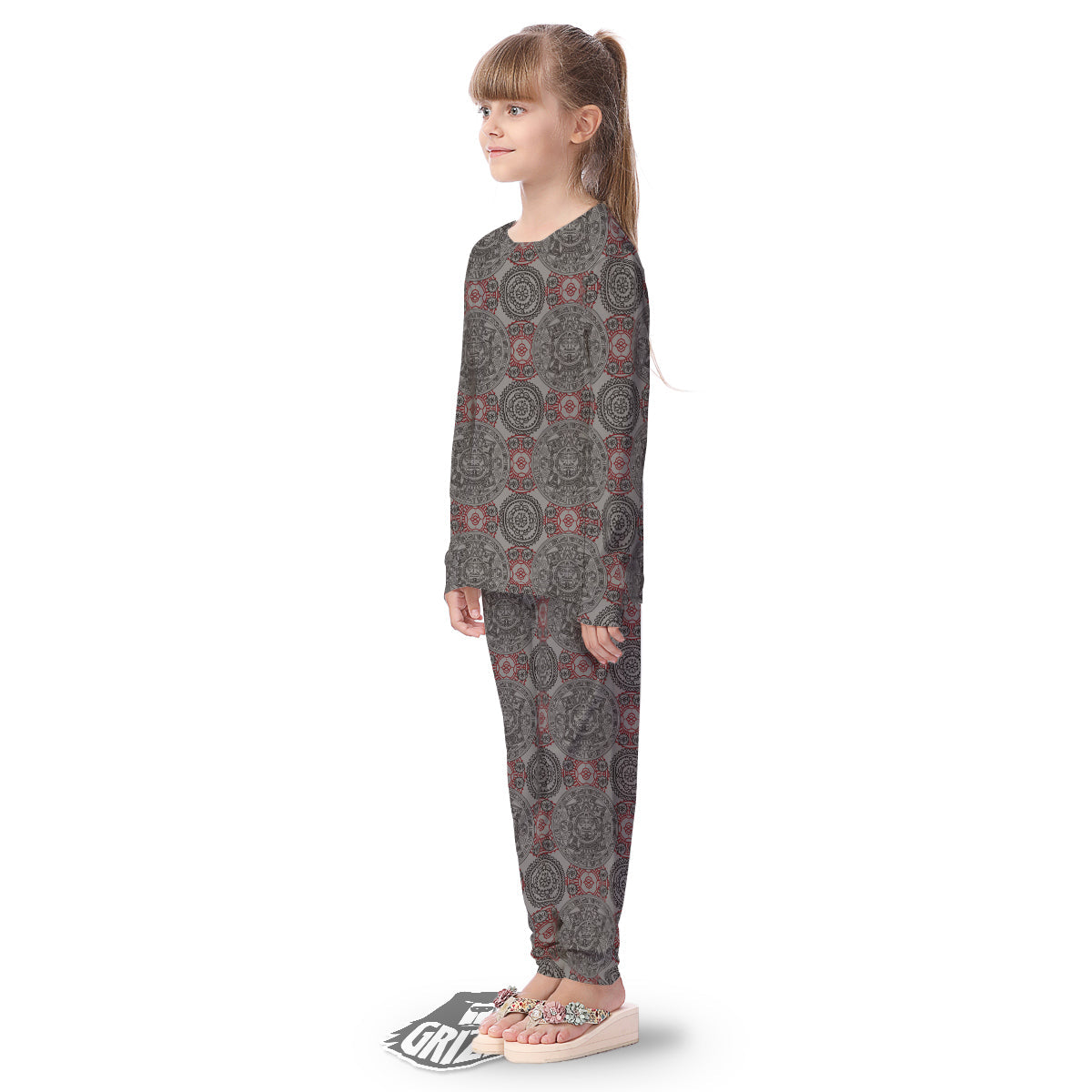 Calendar Aztec Doodle Print Pattern Kid's Pajamas-grizzshop