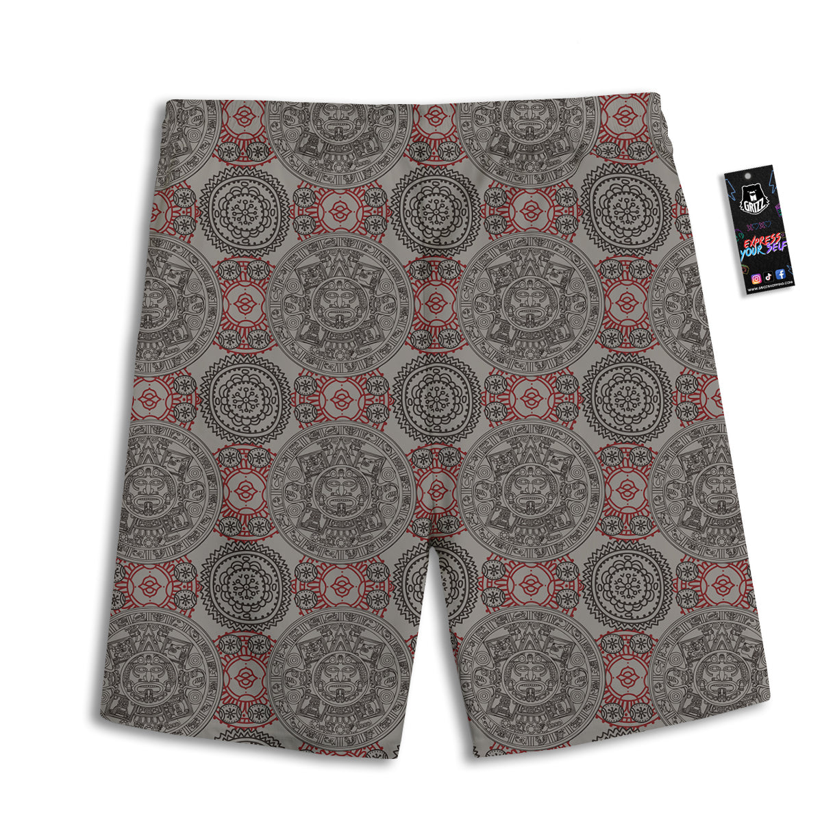 Calendar Aztec Doodle Print Pattern Men's Athletic Shorts