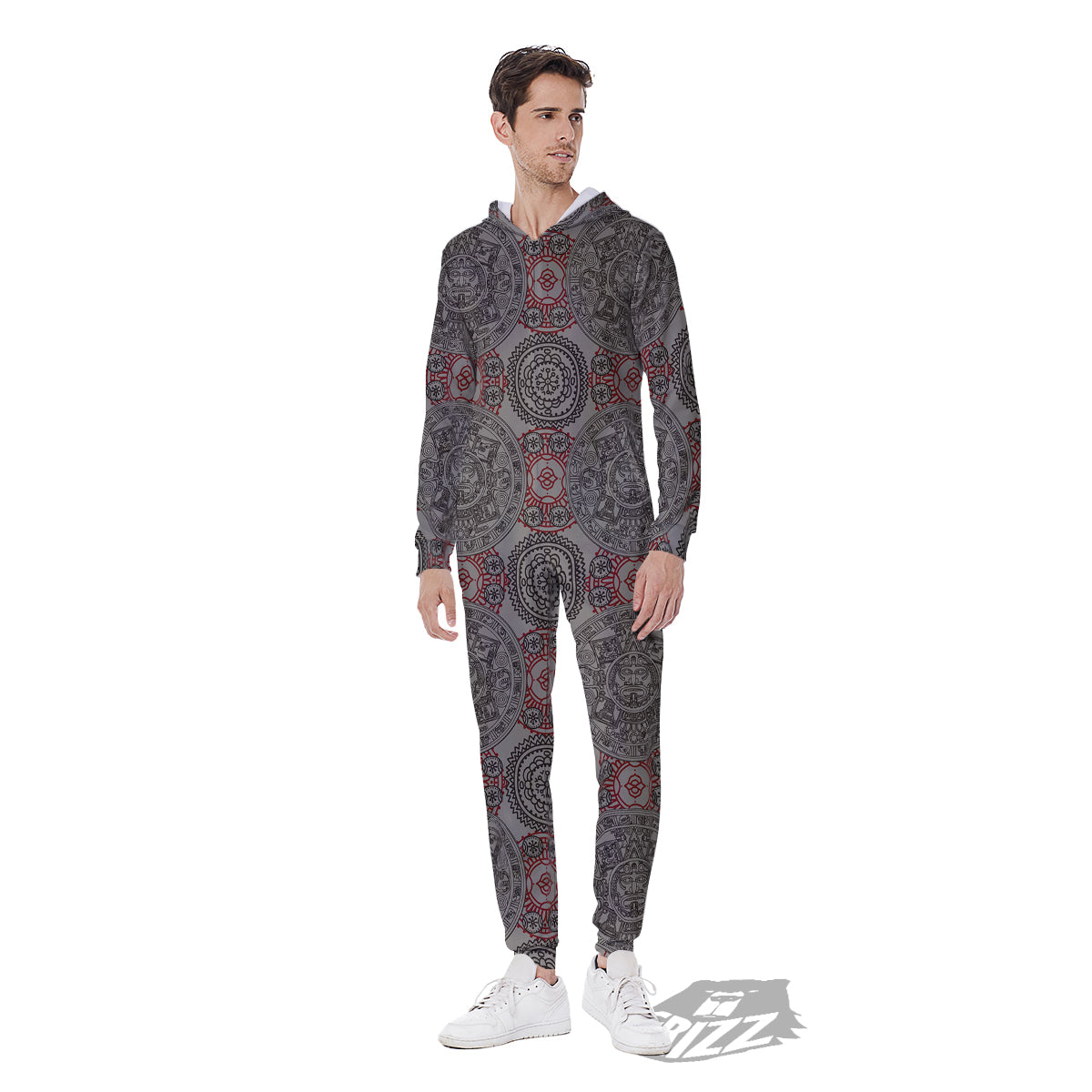 Calendar Aztec Doodle Print Pattern Men's Jumpsuit-grizzshop