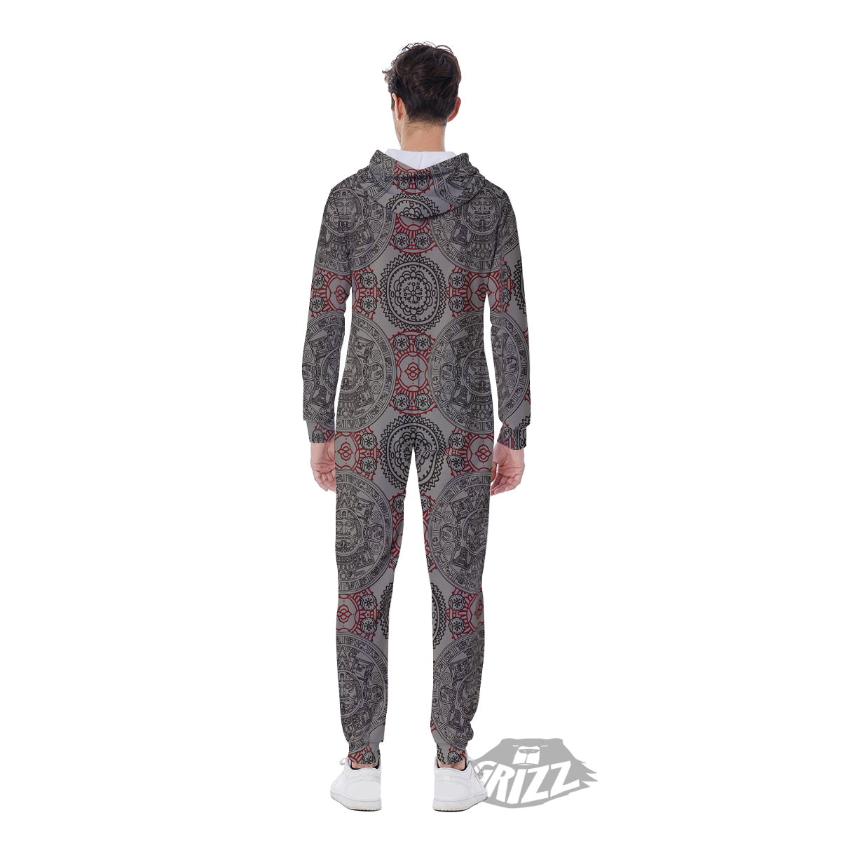 Calendar Aztec Doodle Print Pattern Men's Jumpsuit-grizzshop