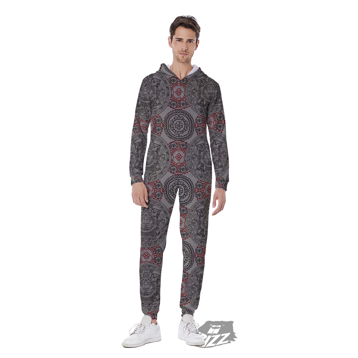 Calendar Aztec Doodle Print Pattern Men's Jumpsuit-grizzshop