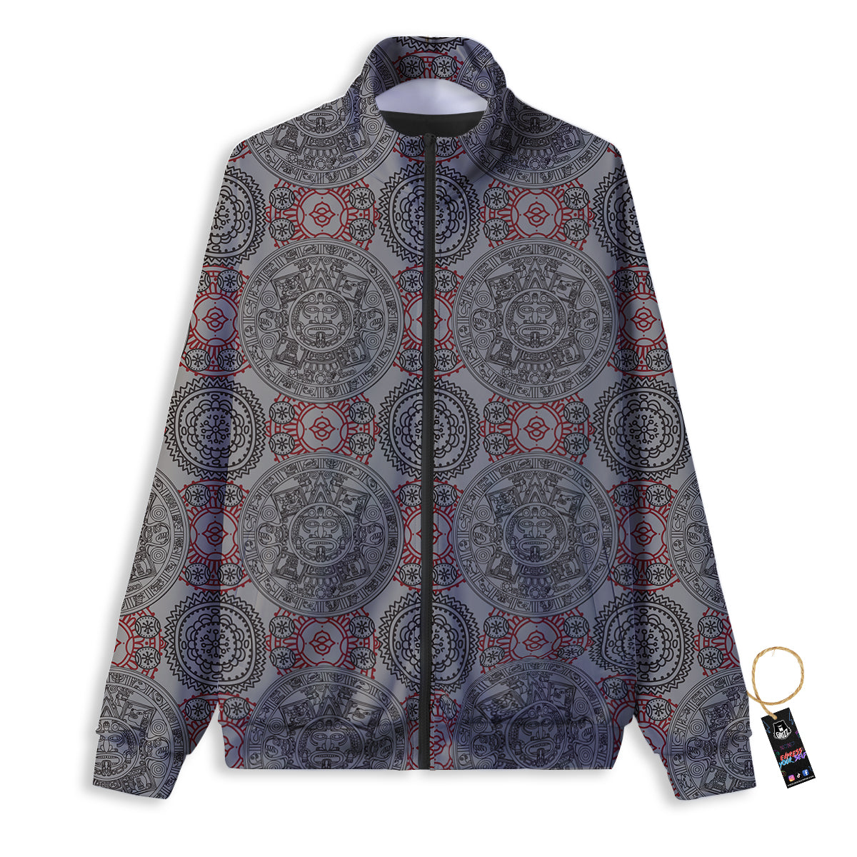Calendar Aztec Doodle Print Pattern Track Jacket-grizzshop