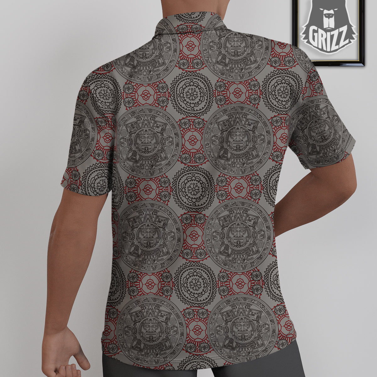 Calendar Aztec Doodle Print Pattern Untucked Shirts-grizzshop