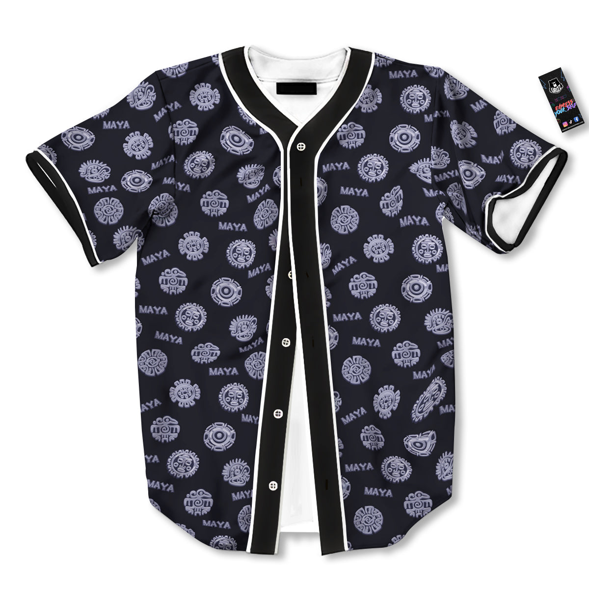 Calendar Aztec Maya Exotic Print Pattern Baseball Jersey-grizzshop