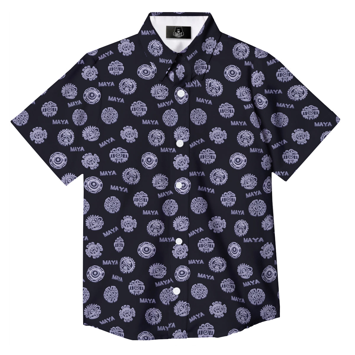 Calendar Aztec Maya Exotic Print Pattern Button Up Shirt-grizzshop